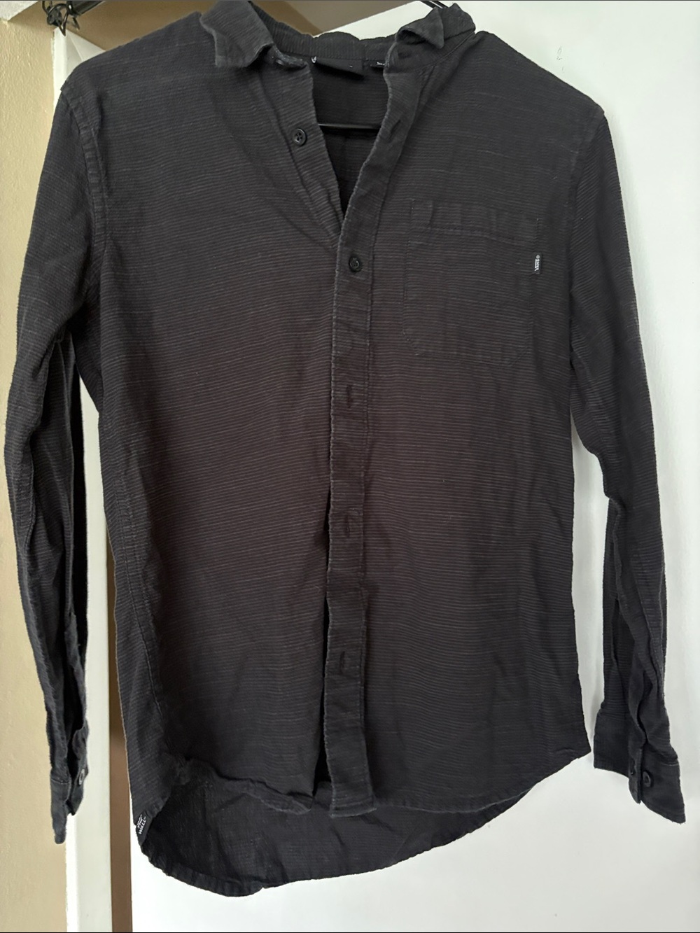 Vans Boys Black Long-Sleeve Button-Down Shirt